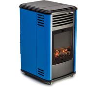 Poêle à gaz 3,4KW Bleu et Noir - Chauffage d'appoint effet Feu de bois Manhattan Sahara