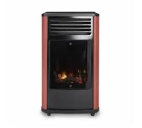 Poêle à gaz 3,4KW Rouge - Chauffage d'appoint effet Feu de bois Manhattan Sahara