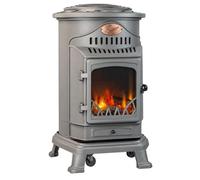 Poêle à gaz Fonte véritable 3.4KW Gris Effet feu de bois Chauffage d'appoint Provence Sahara