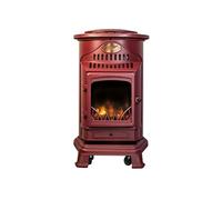 Universal - Poêle à gaz Provence 3,4 KW Rouge Effet poêle à Bois Fonte véritable Chauffage d'appoint