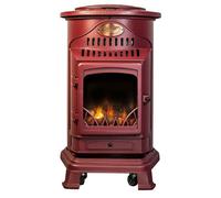 Poêle à gaz Fonte véritable 3.4KW Rouge Chauffage d'appoint au gaz Effet feu de bois Provence Sahara