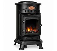 Poêle à gaz Provence Noir Mat 3,4 kW - Chauffage d'appoint en fonte, Effet feu de bois Sahara