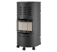 Poele à gaz Rondo 4200W 3 puissances Noir - Chauffage d'appoint gaz mobile 80m² 5 roulettes INTEC