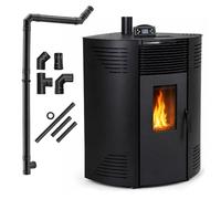 Poêle à granulés d’angle THUNDER DYLAN 10 6 kW 120 m² Wi-Fi réservoir 18 kg kit de tuyaux Ø80 mm