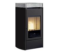 Poêle à granulés Edilkamin Lena 9+ Evo 9,2 kW Flancs en acier noir avec couvercle en pierre ollaire