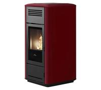 Poêle à granulés Edilkamin Milla H 15 Evo 14,8 kW Hydro Flancs en acier et top en céramique Bordeaux