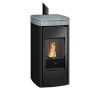 Poêle à granulés Edilkamin Yana 7 Evo 6,9 kW Flancs en acier noir, couvercle en pierre ollaire