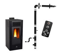 Poêle à granulés étanche Anita 11,6 kW Noir Sannover + Kit d’installation
