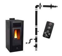 Poêle à granulés étanche Anita 11 6 kW Noir Sannover + Kit d'installation