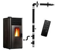 Poêle à granulés étanche Anita 15 kW Noir Sannover + Kit d'installation Noir G