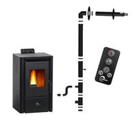 Poêle à granulés étanche Anita 9,4 kW Noir Sannover + Kit d’installation