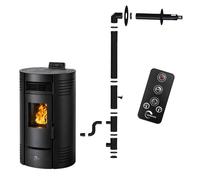 Poêle à granulés étanche Azora 15 1 kW Noir Sannover + Kit d'installation