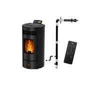 Poêle à granulés étanche FLORA 9 kW Noir avec kit ventouse