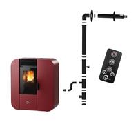 Poêle à granulés Etanche Slim Astral 9,4 kW Bordeaux Sannover + Kit d’installation