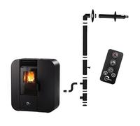 Poêle à granulés Etanche Slim Astral 9 4 kW Noir Sannover + Kit d'installation