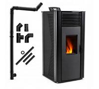 Poêle à granulés hydro THUNDER VAYNE-BLACK 13 kW 120 m² réservoir 25 kg Wi-Fi et télécommande