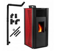Poêle à granulés hydro THUNDER VAYNE-RED 13 kW 120 m² réservoir 25 kg Wi-Fi et télécommande