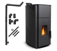 Poêle à granulés hydro THUNDER YOREN chauffage central 18 9 kW Wi-Fi réservoir 35 kg kit de tuyaux Ø80 mm