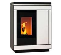 Poêle à granulés Olsberg Epana 6 kW avec Ambilight étanche Corps noir, habillage céramique blanche