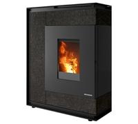Poêle à granulés Oranier Boreas 8 kW Revêtement en pierre frittée ardoise, Sortie fumée au-dessus Ø 80 mm