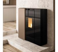 Poêle à granulés Palazzetti Tiffany Idro TC US 21 kW Stahl Caffellatte