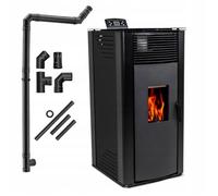 Poêle à granulés THUNDER GAREN-BLACK 13 kW 150 m² réservoir 25 kg Wi-Fi et télécommande