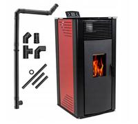Poêle à granulés THUNDER GAREN-RED 13 kW 150 m² réservoir 25 kg Wi-Fi et télécommande