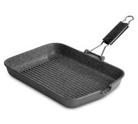 Poêle à grill en aluminium, revêtement antiadhésif effet marbre, 34x26 cm, couleur grise