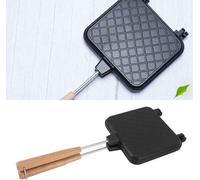 Poêle à grille double pour cuisson en duo - 15,5 x 37 cm - Noir - Revêtement antibactérien à deux couches