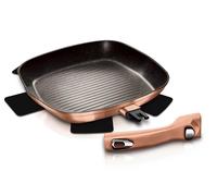 Berlinger Haus, Poele à Griller 28 cm, Collection Rose Gold, en aluminium forgé, antiadhésif à 3 couches, Poignée ergonomique et détachable, Convient à tous les types de plaques de cuisson