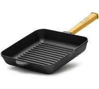 Poêle à griller 28 cm en fonte, manche en bois Poêle à frire, poêle à feu, induction
