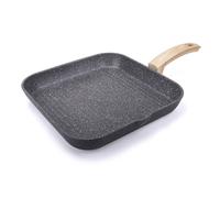 Poêle à griller Alluflon Etnea Wood, poêle à griller, poêle à frire, rectangulaire, revêtement antiadhésif, aspect pierre, 28 cm, 0004361428