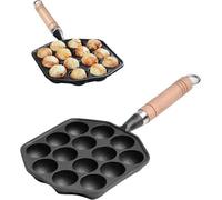 Poêle à griller en fonte Benzoa® avec 14 cavités, antiadhésive et dotée d'une poignée interchangeable – Convient pour les plaques à induction, la viande, le poisson et les mini-pancakes