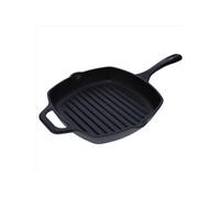 Poêle à Griller en Fonte Emaillée Induction 25x25cm, pour le Feu, Barbecue, Four 39561 Noir