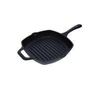 Poêle à Griller en Fonte Naturelle Induction 25x25cm pour le Feu, Barbecue, Four 38571 Noir