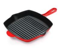 Nutrichef Poêle Grill- Poêle à Griller en Fonte Émaillée de 28 cm -Sauteuse Carrée avec Évacuation-Compatible Tous feux dont Induction Marques de Gril