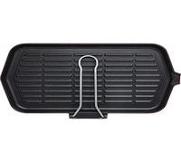 Poêle à griller en fonte - Rectangulaire - Chauffage uniforme - Compatible avec les plaques à induction - 23 x 36 cm - Noir et gris