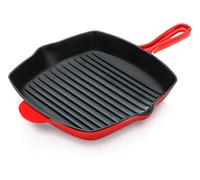 Poêle à griller en fonte - - rouge - 28 cm - Carrée