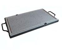 Poêle à griller en pierre naturelle ollaire avec cadre et poignées en métal pour barbecue, grille de lave, idéale pour cuisine diététique de viande, légumes, poisson, fabriquée en Italie 30x50x2 cm
