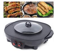 Poêle à griller&Hot Pot2in1BBQ Double contrôleGrilleur électriqueCuiseurRevêtement antiadhésif sans fumée