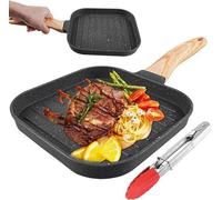 Poêle à griller noire 19 x 20 cm pour steaks, poulet et crêpes