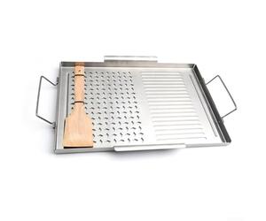 Poêle à griller robuste en fonte - Grille de table en acier inoxydable pour les repas de famille 43 x 29 cm