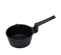 Poêle à Huile Compacte 24cm Revêtement Marbre Antiadhésif pour Friture Saine - Manche pour bois Hêtre Ergonomique Cuisson Four pour airfryer(black)