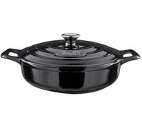 Poêle à mijoter et à servir Gusseisen, compatible avec les plaques à induction, pour tous types de cuisinières et de fours. Forme ronde, dimensions : 28 x 10 cm, capacité : 3,5 litres. Couleur : noir