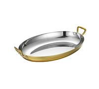 Poêle à paella espagnole en acier inoxydable anti-adhésif avec poignées | Poêle à paella ovale antiadhésive avec poignées doubles rivetées pour des plats parfaits de fruits de mer à la maison ou dans