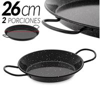 Poêle à paella - Poêle à paella espagnole - Acier inoxydable - 26 cm - Pour 2 portions - Revêtement antiadhésif - Pour cuisinière à gaz - Noir