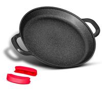Poêle à paella professionnelle | 40 cm | Aluminium | Revêtement antiadhésif aspect marbre | Sans produits chimiques | Compatible induction, passe au four