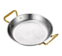 Poêle à paella ronde en acier inoxydable avec double oreilles, antiadhésive, pour la maison, le restaurant ou le camping, compatible avec les plaques à induction