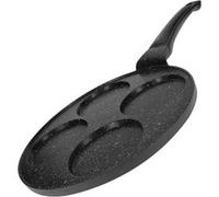 Poêle à Pancake 26 cm pour 4 Personnes Revêtu en Marbre avec Manche Ergonomique Cheffinger Noir Noir