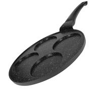 Poêle à Pancake 26 cm pour 4 Personnes Revêtu en Marbre avec Manche Ergonomique Noir
